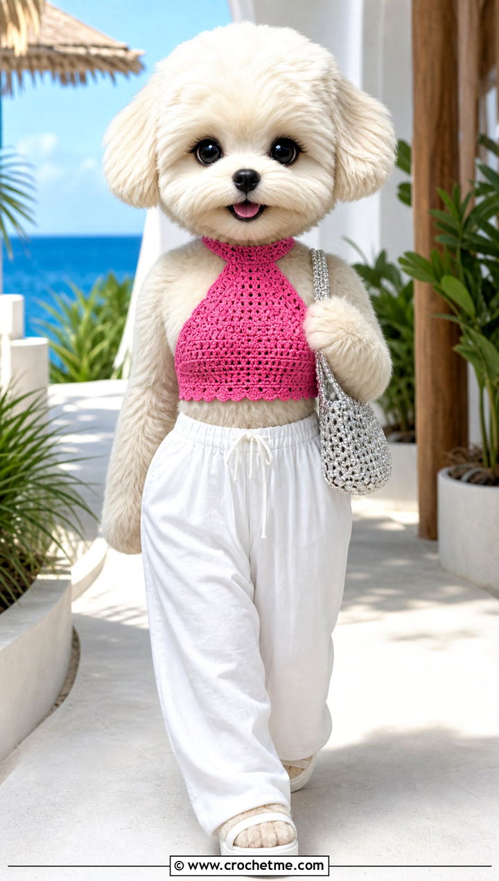 Crochet SKZOO Halter Top With Wide Leg Pants - 30 Crochet Skzoo Clothes and outfit ideas