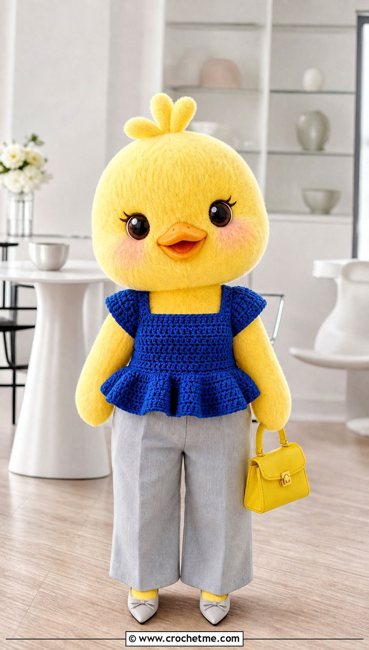 Crochet SKZOO Peplum Top With Straight Pants - 30 Crochet Skzoo Clothes and outfit ideas