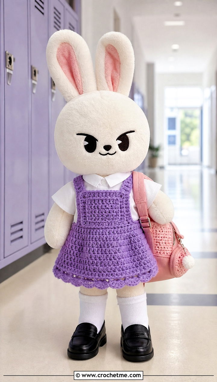 Crochet SKZOO Pinafore Dress With Collared Blouse - 30 Crochet Skzoo Clothes and outfit ideas