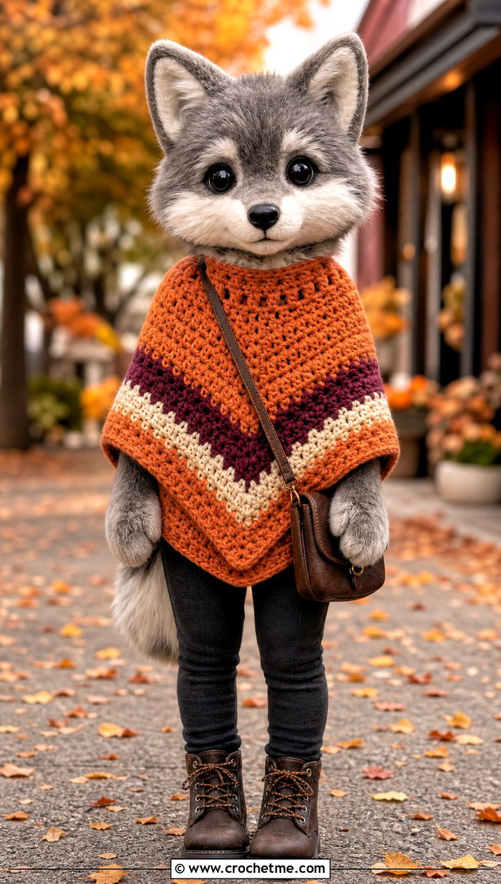 Crochet SKZOO Poncho With Leggings - 30 Crochet Skzoo Clothes and outfit ideas