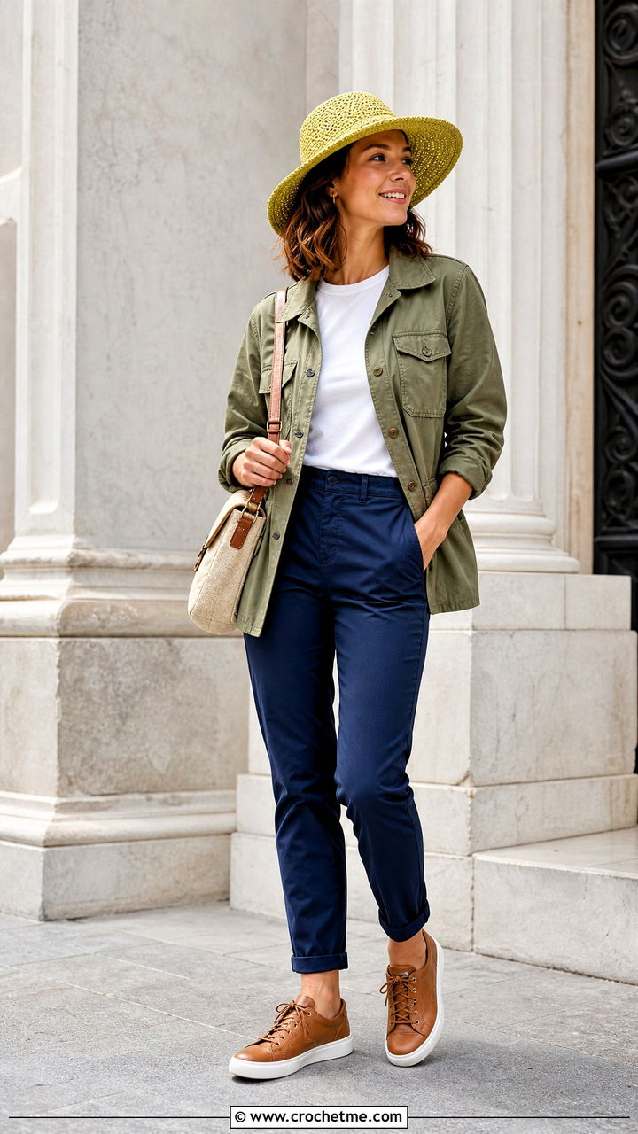 Crochet Safari Hat With Field Jacket And Chinos - 35 crochet brim hat outfit ideas