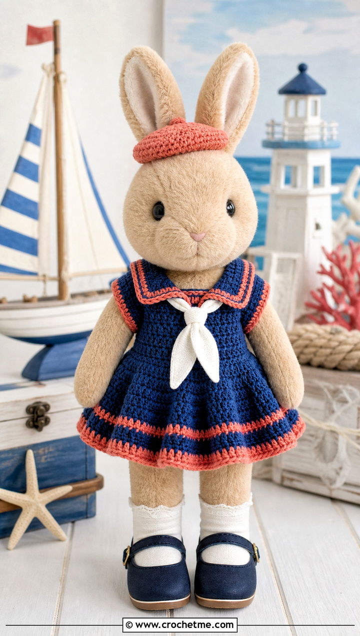 Crochet Sailor Dress With Mary Jane Shoes - 25 Crochet Stuffie Clothes and outfit ideas