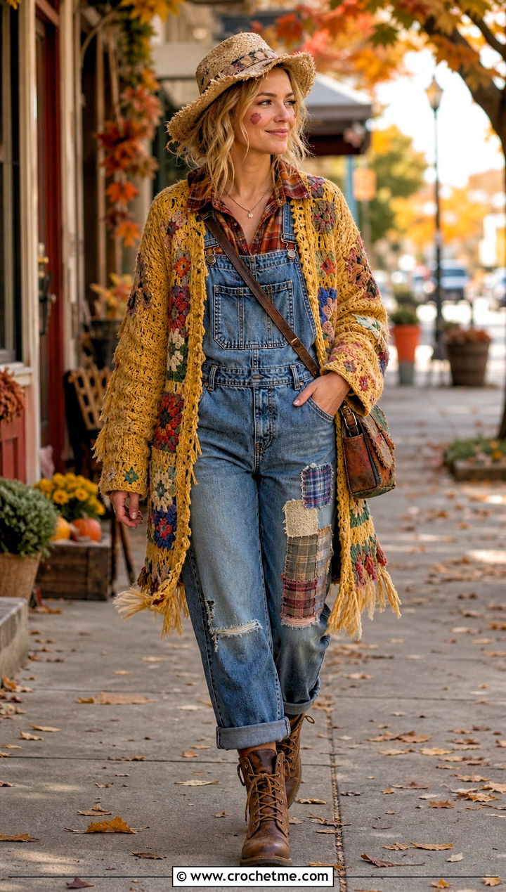 Crochet Scarecrow Cardigan Costume - 15 crochet halloween costumes women outfit ideas