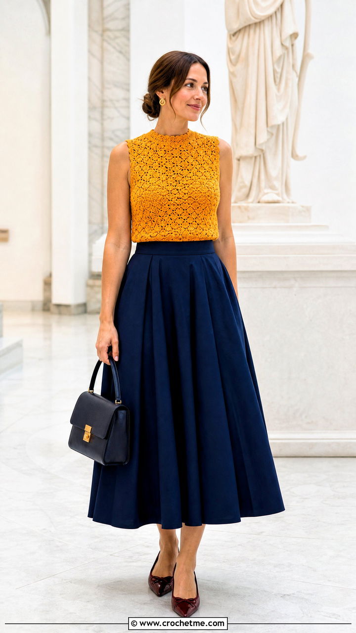 Crochet Shell Top With Full Midi Skirt - 35 cute crochet clothes and outfit ideas