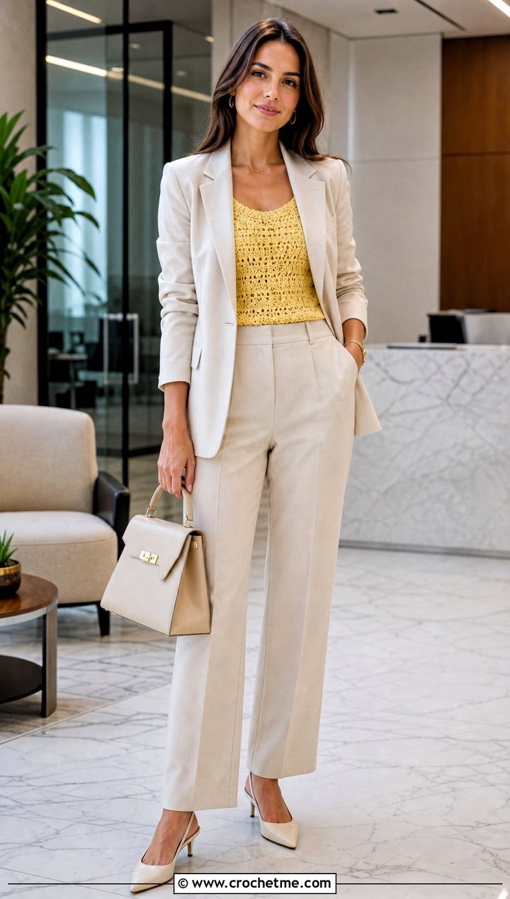 Crochet Shell Top With Matching Suit - 20 Crochet Clothes For Work outfit ideas