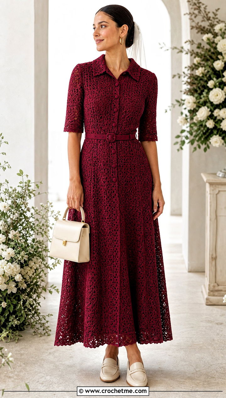 Crochet Shirt Bridal Dress With Loafers - 30 crochet bridal dress outfit ideas