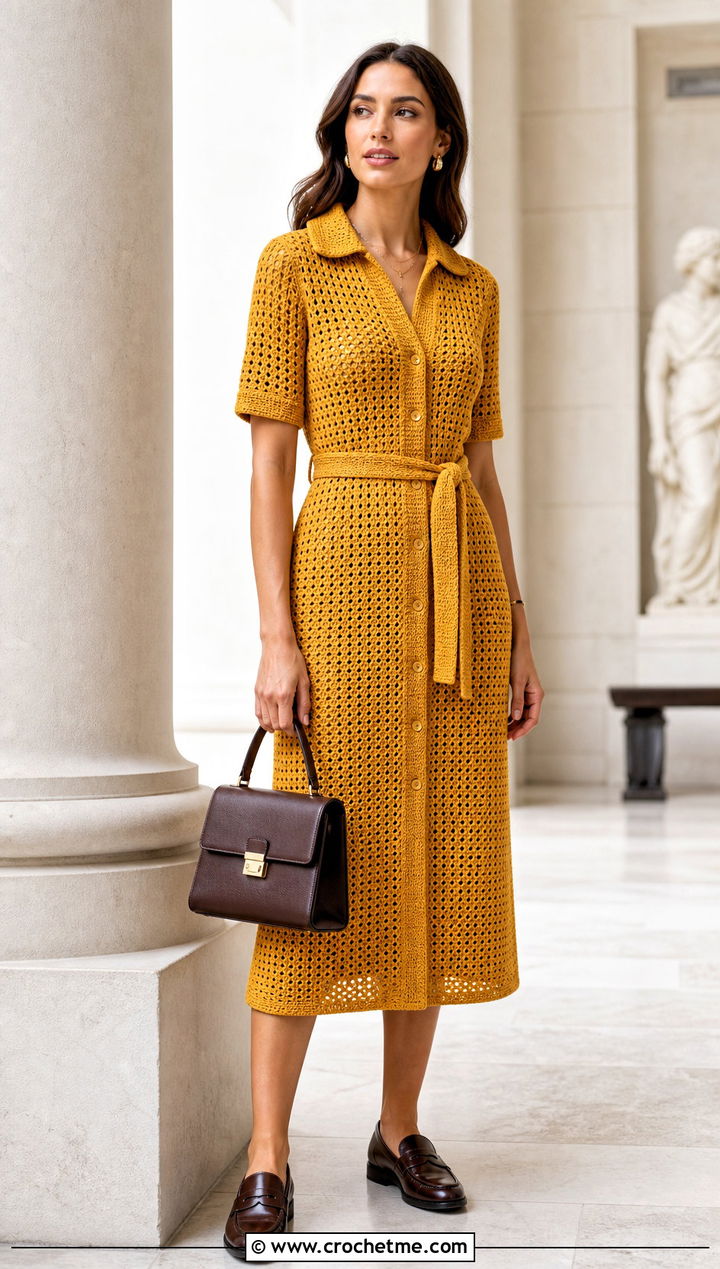 Crochet Shirt Dress With Loafers - 35 diy crochet clothes and outfit ideas