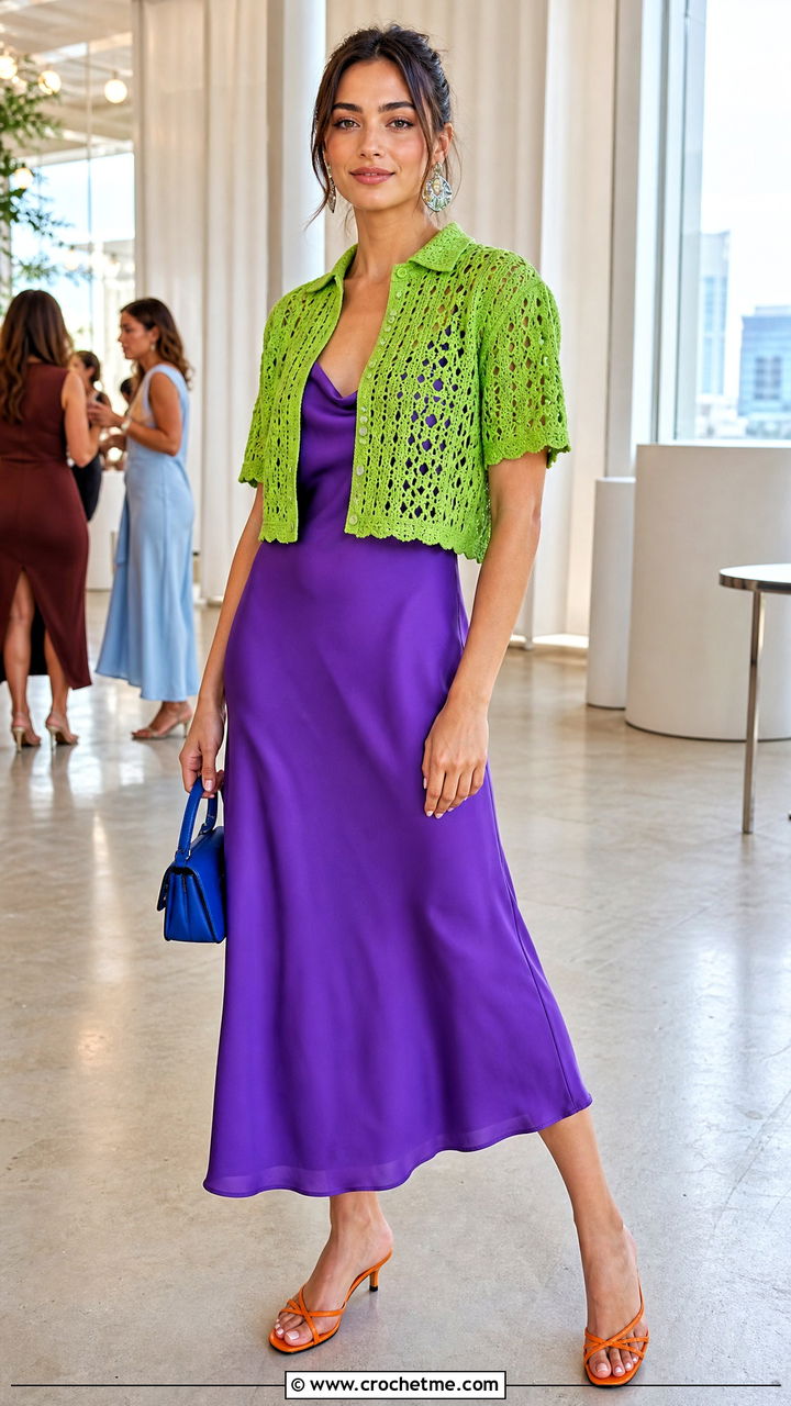 Crochet Shirt With Slip Dress - 35 crochet shirt outfit ideas