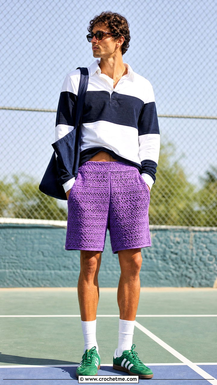 Crochet Shorts With Rugby Shirt - 35 crochet outfits for men outfit ideas