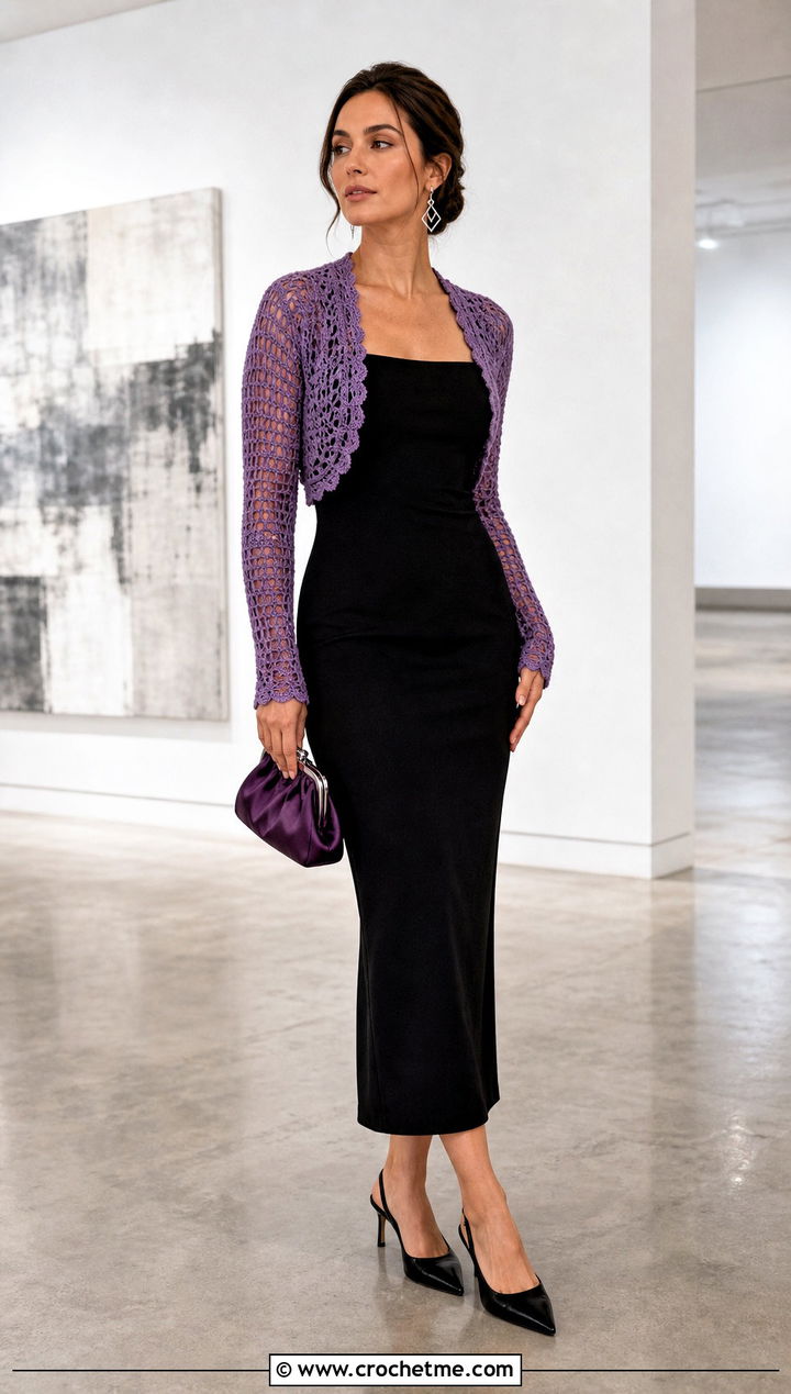 Crochet Shrug Column Dress Holiday Outfit - 30 crochet holiday outfit ideas