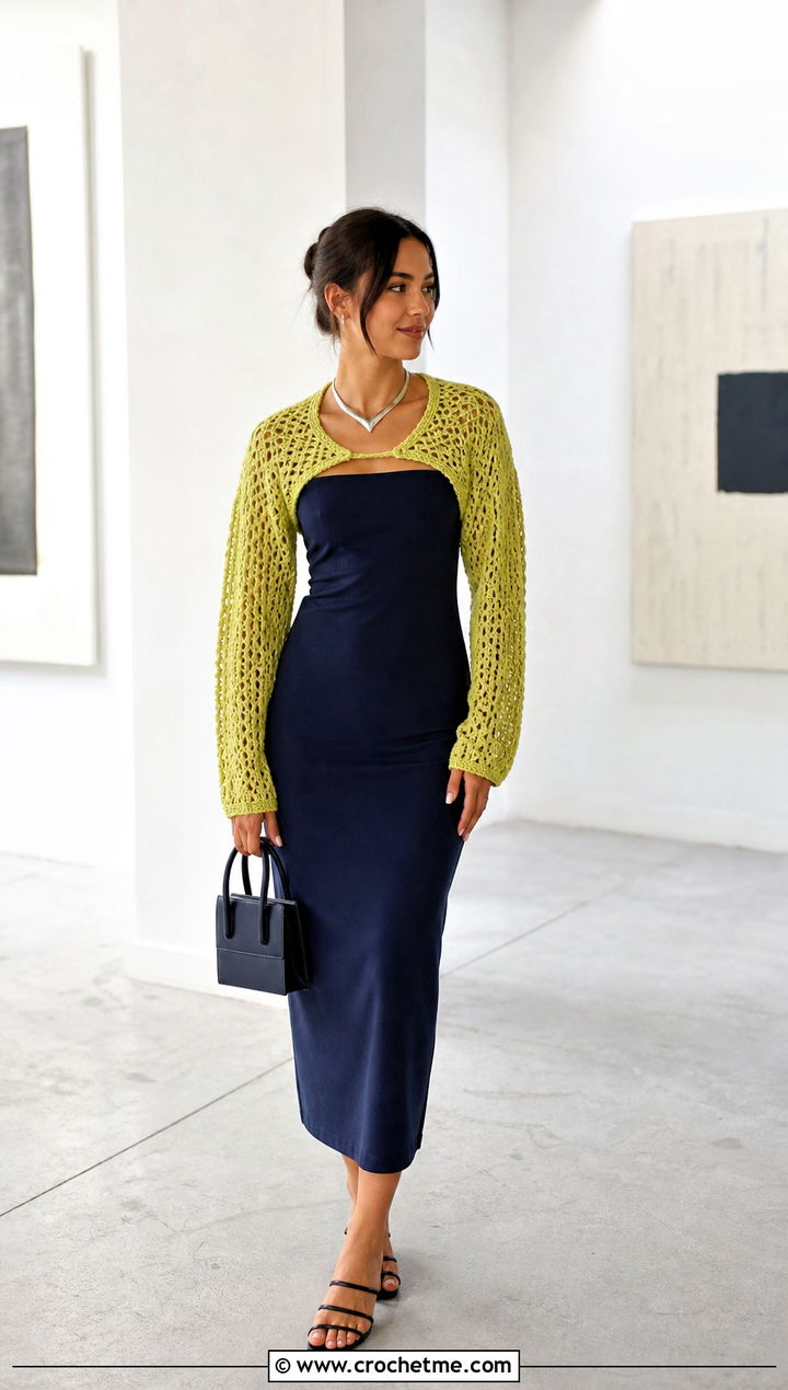 Crochet Shrug With Column Dress - 35 spring summer crochet clothes ideas