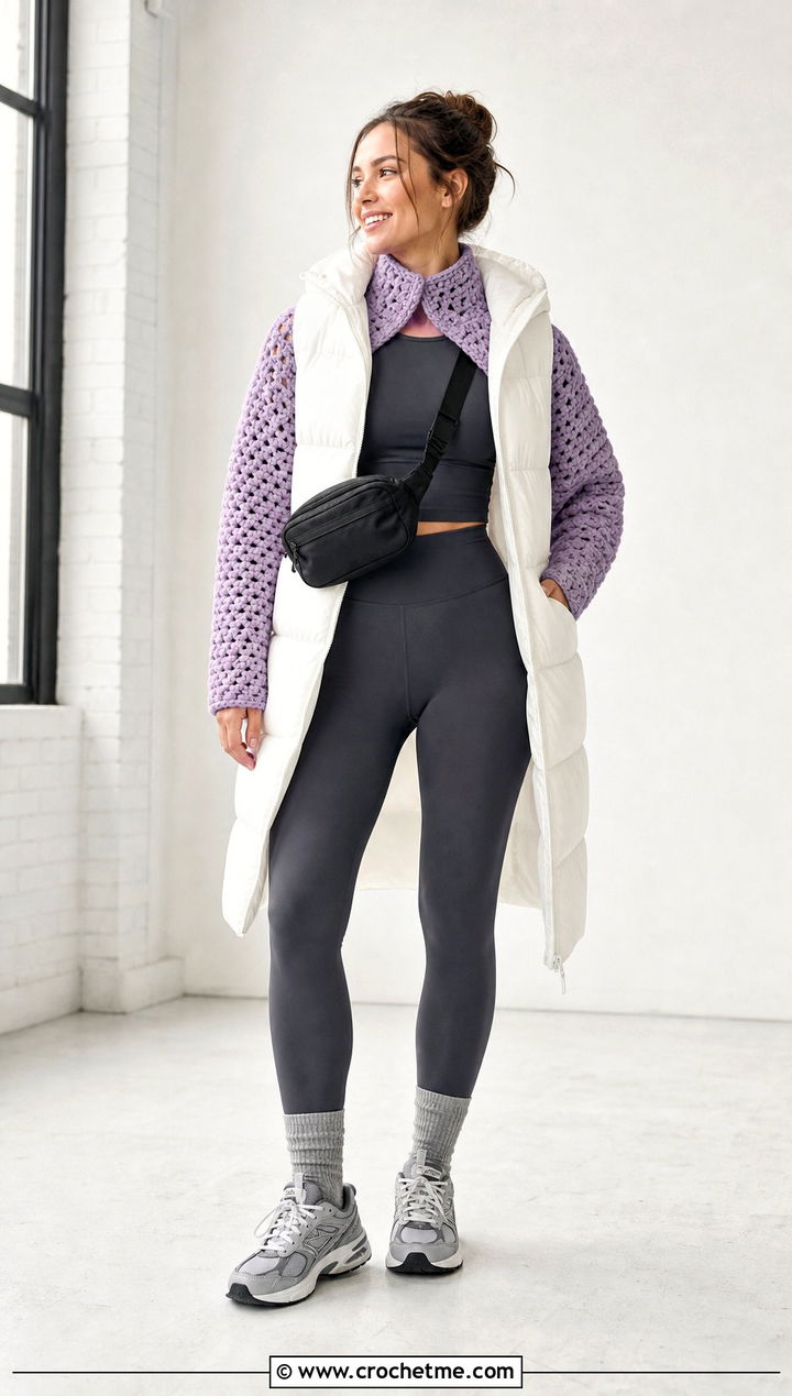 Crochet Shrug With Matching Athletic Set - 25 winter crochet outfit ideas