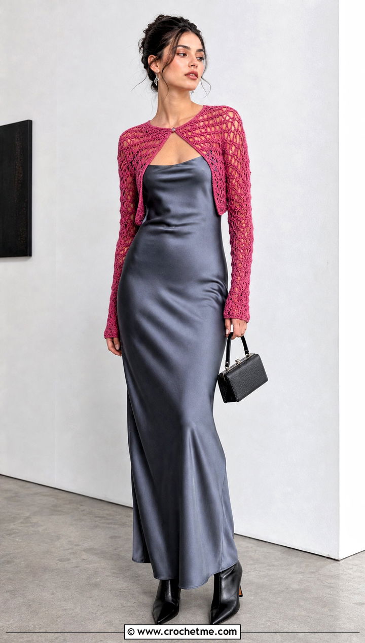 Crochet Shrug With Slip Dress - 15 cute trendy crochet clothes and outfit ideas