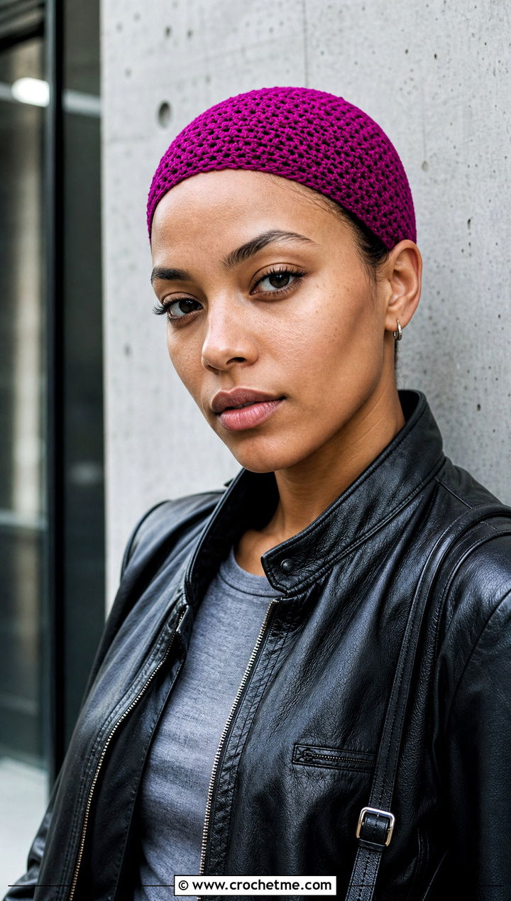 Crochet Skull Cap With Leather Jacket - 25 Small Crochet Projects Clothes and outfit ideas