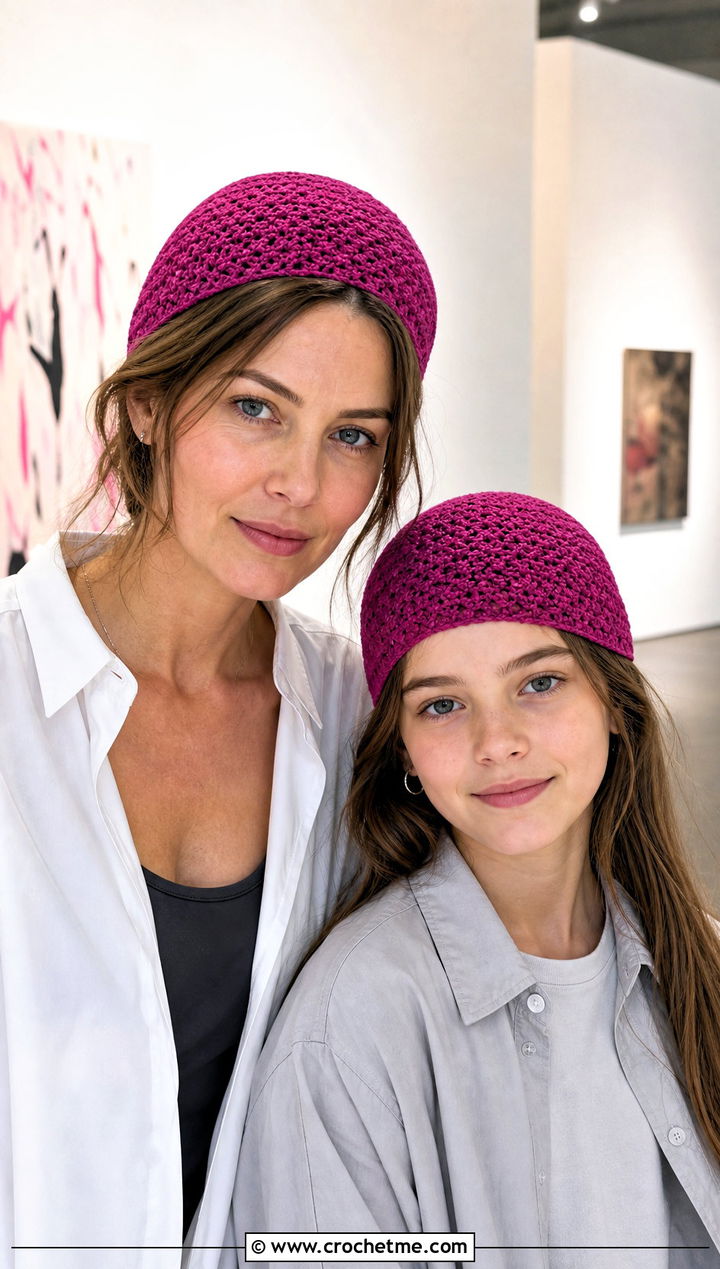 Crochet Skull Caps With Minimalist Outfits - 20 Mother Daughter Crochet Hats outfit ideas