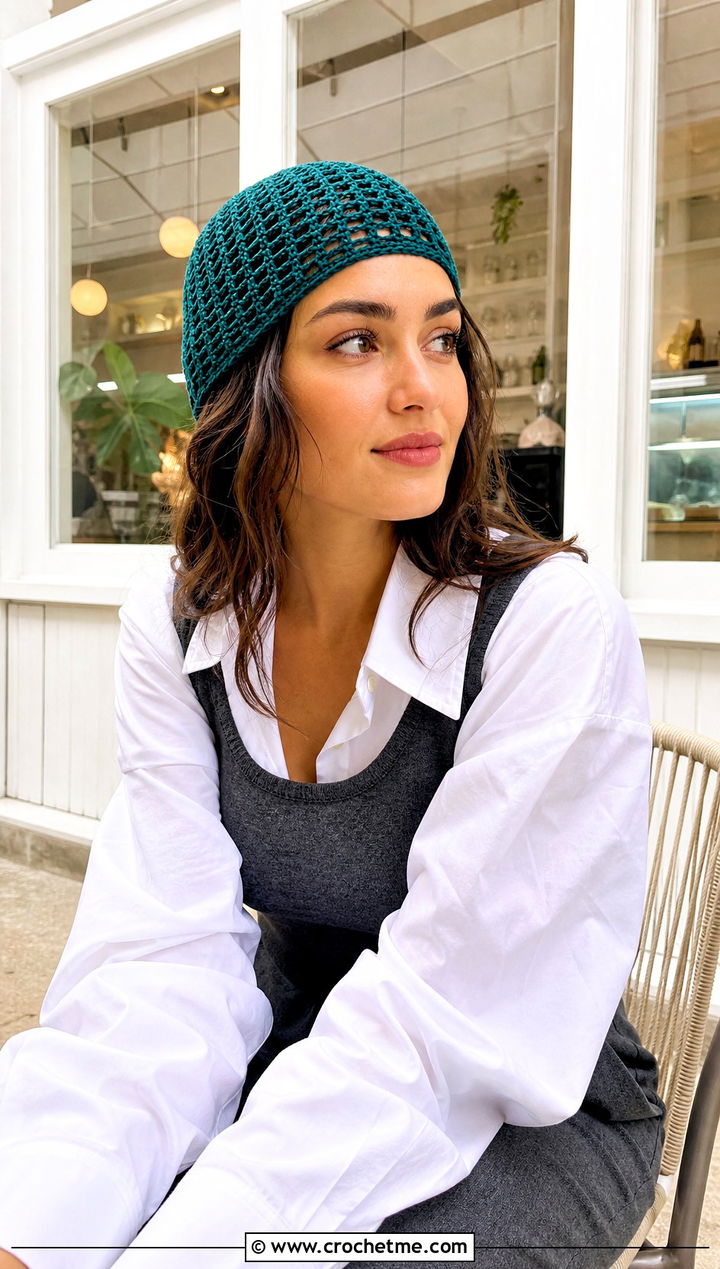Crochet Skullcap Beanie With Capri Pants - 15 crochet beany hat outfit ideas