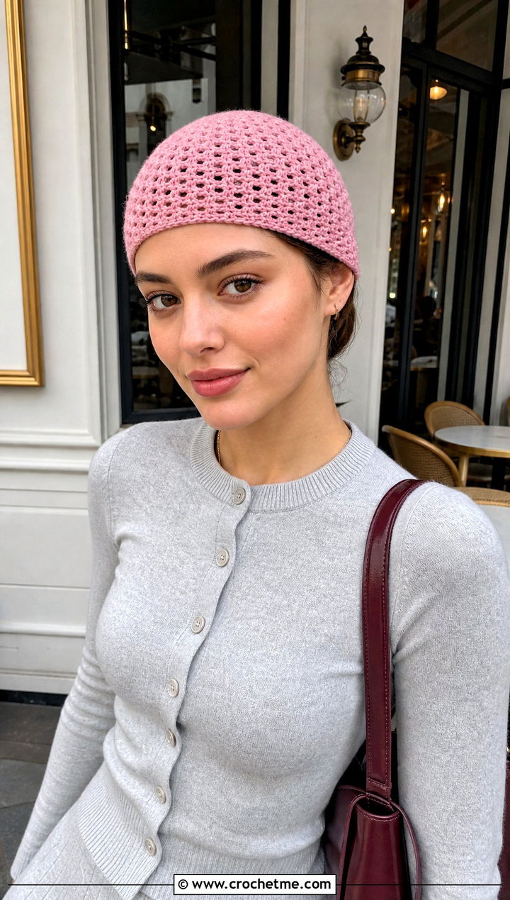 Crochet Skullcap Beanie With Cardigan And Capri Pants - 15 Crochet Beanie Bucket Hat outfit ideas
