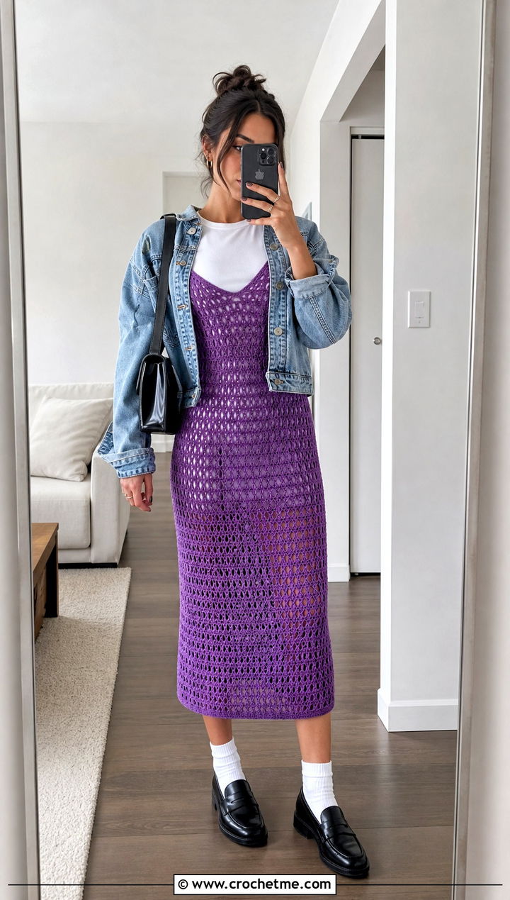 Crochet Slip Dress Over White T Shirt - 15 Etsy Crochet Dress outfit ideas