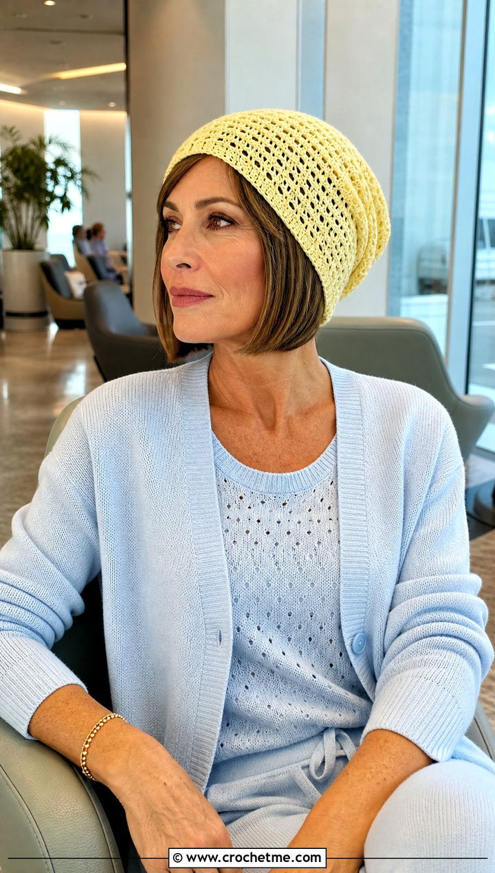 Crochet Slouch Beanie With Bob Hair And Knit Set - 15 crochet chemo hat with hair outfit ideas