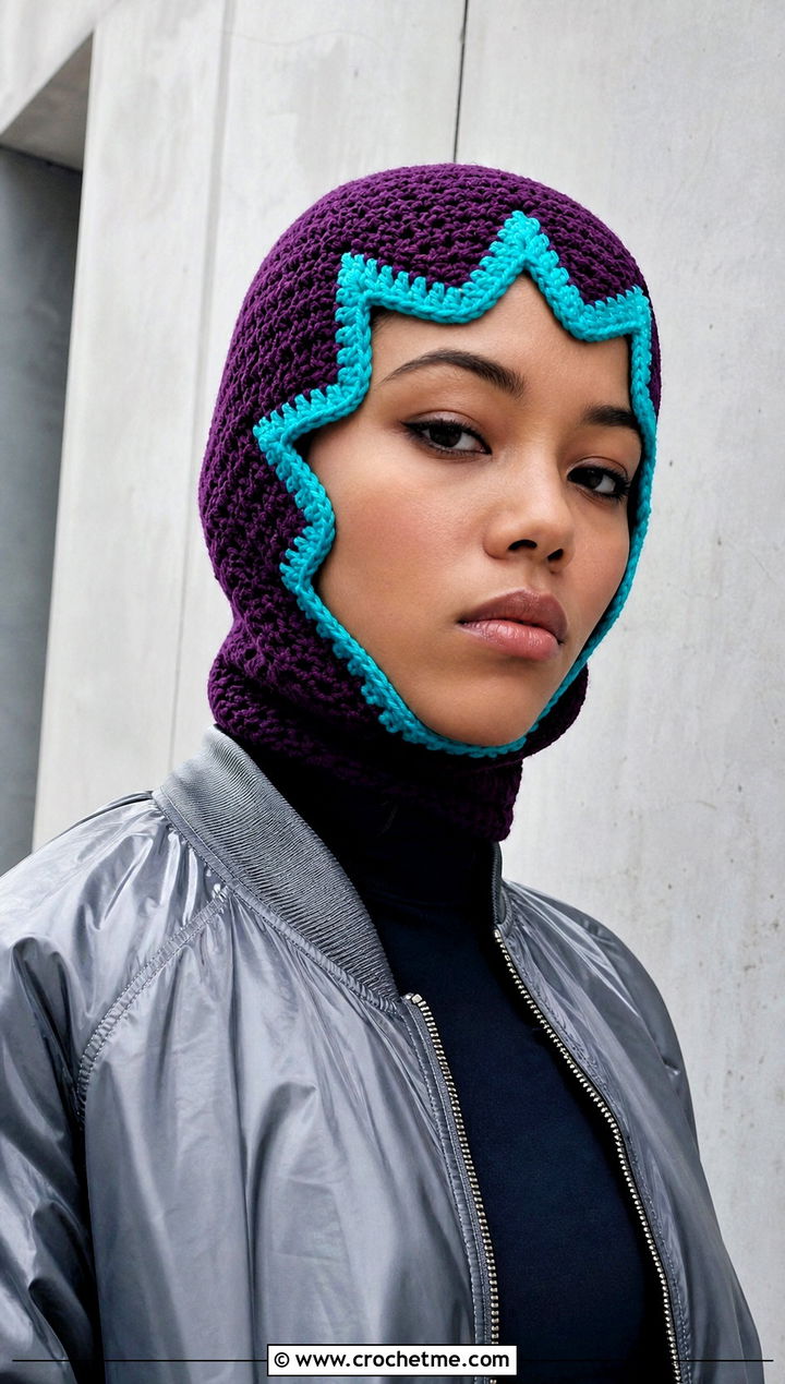 Crochet Star Balaclava With Bomber Jacket - 25 crochet star hat outfit ideas