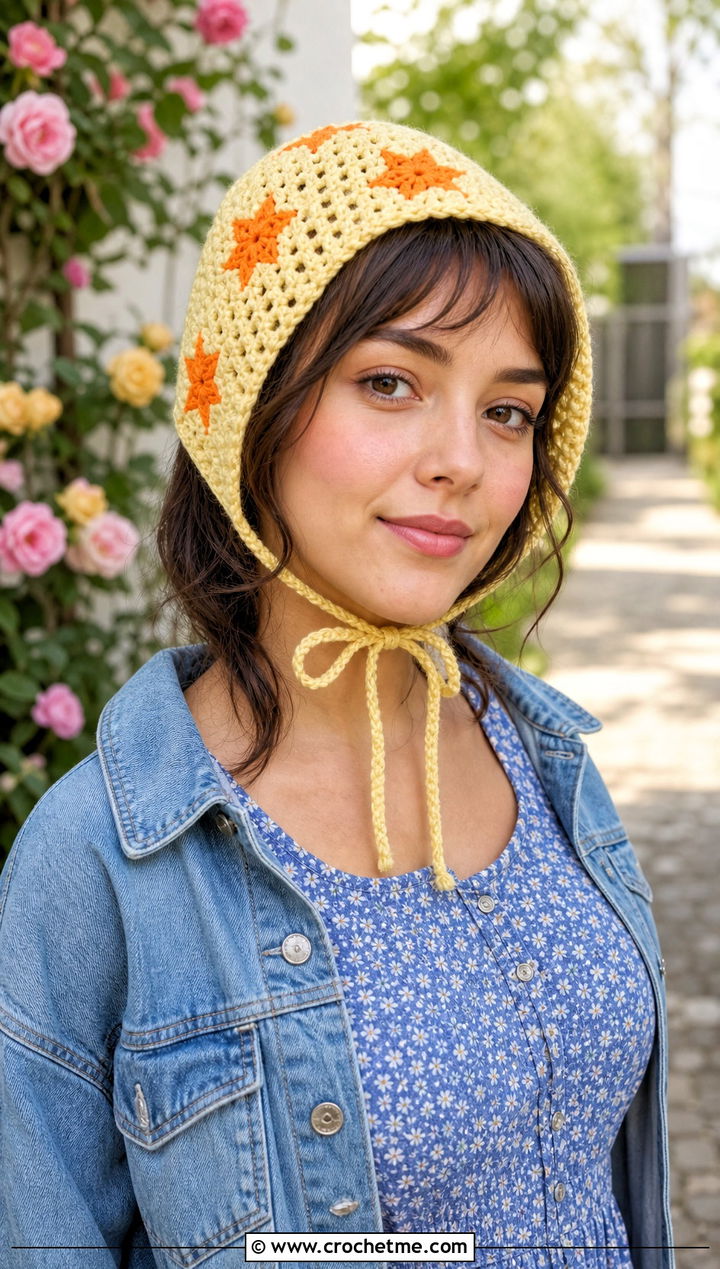 Crochet Star Bonnet With Prairie Dress - 25 crochet star hat outfit ideas