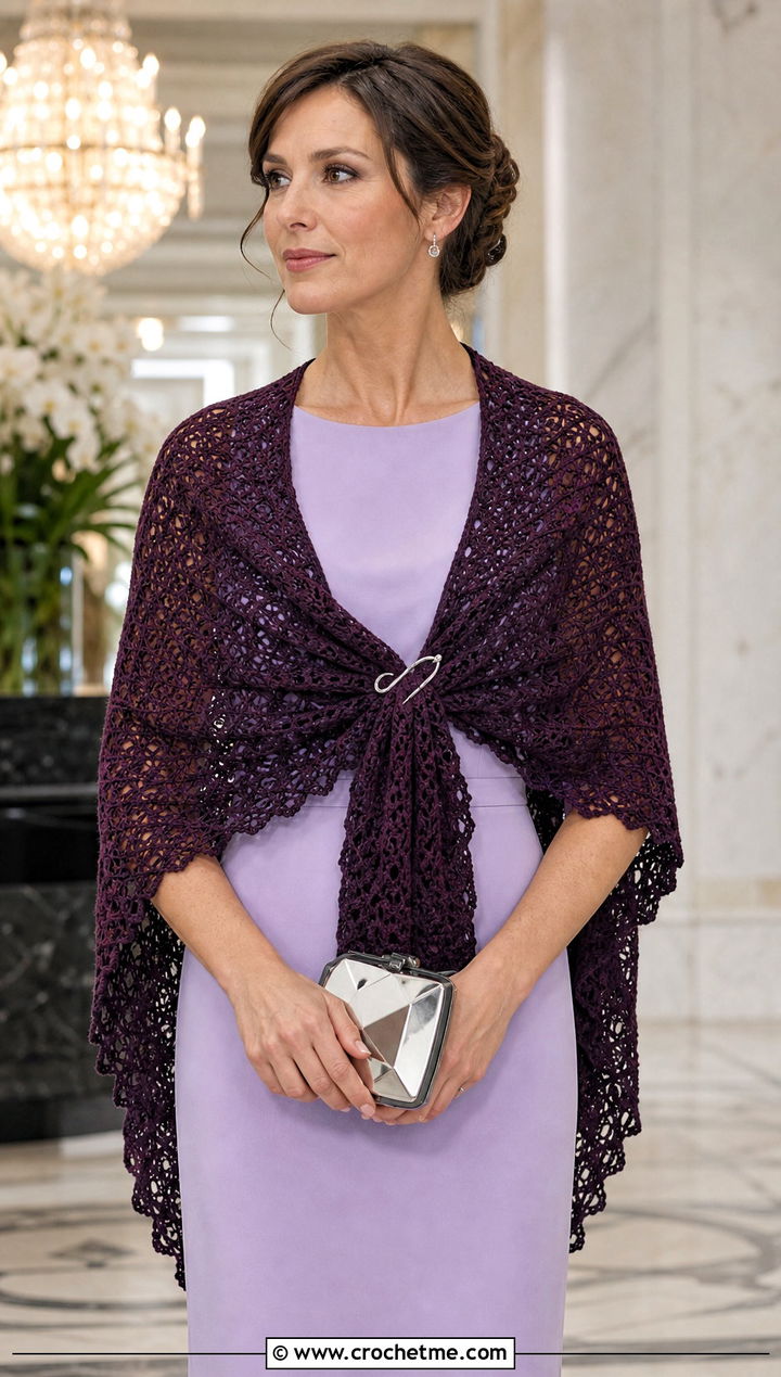 Crochet Stole Long Shawl With Column Dress - 20 Crochet Long Shawl outfit ideas