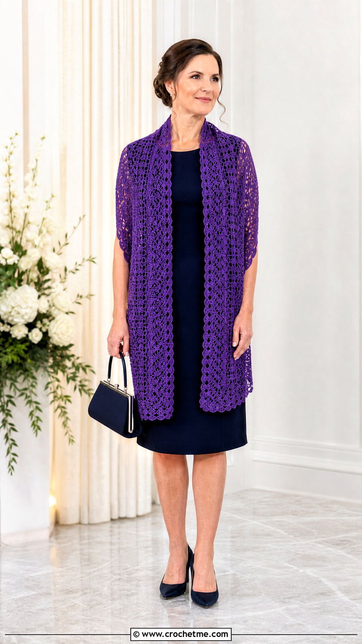 Crochet Stole Prayer Shawl With Sheath Dress And Pumps - 35 easy crochet prayer shawls outfit ideas