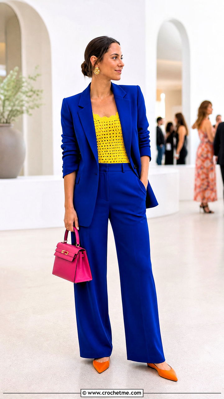 Crochet Summer Shell Top With A Pantsuit - 35 crochet summer tops outfit ideas