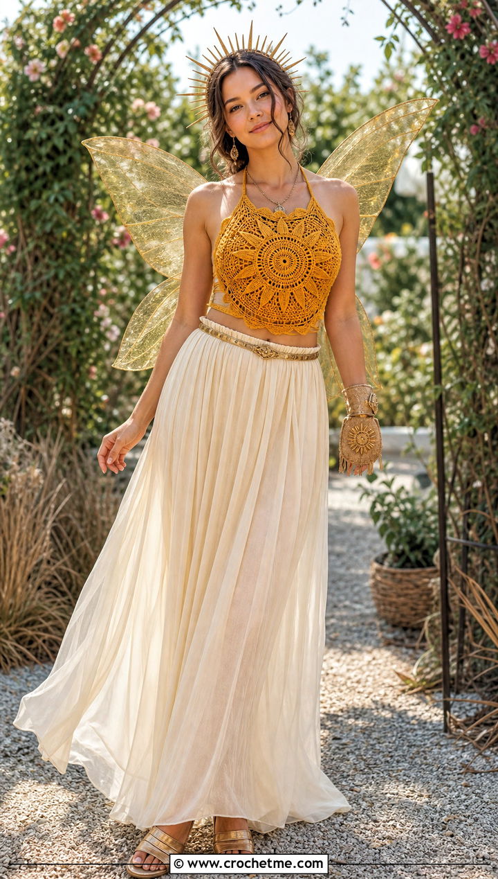 Crochet Sun Fairy Costume - 35 crochet fairy costume outfit ideas