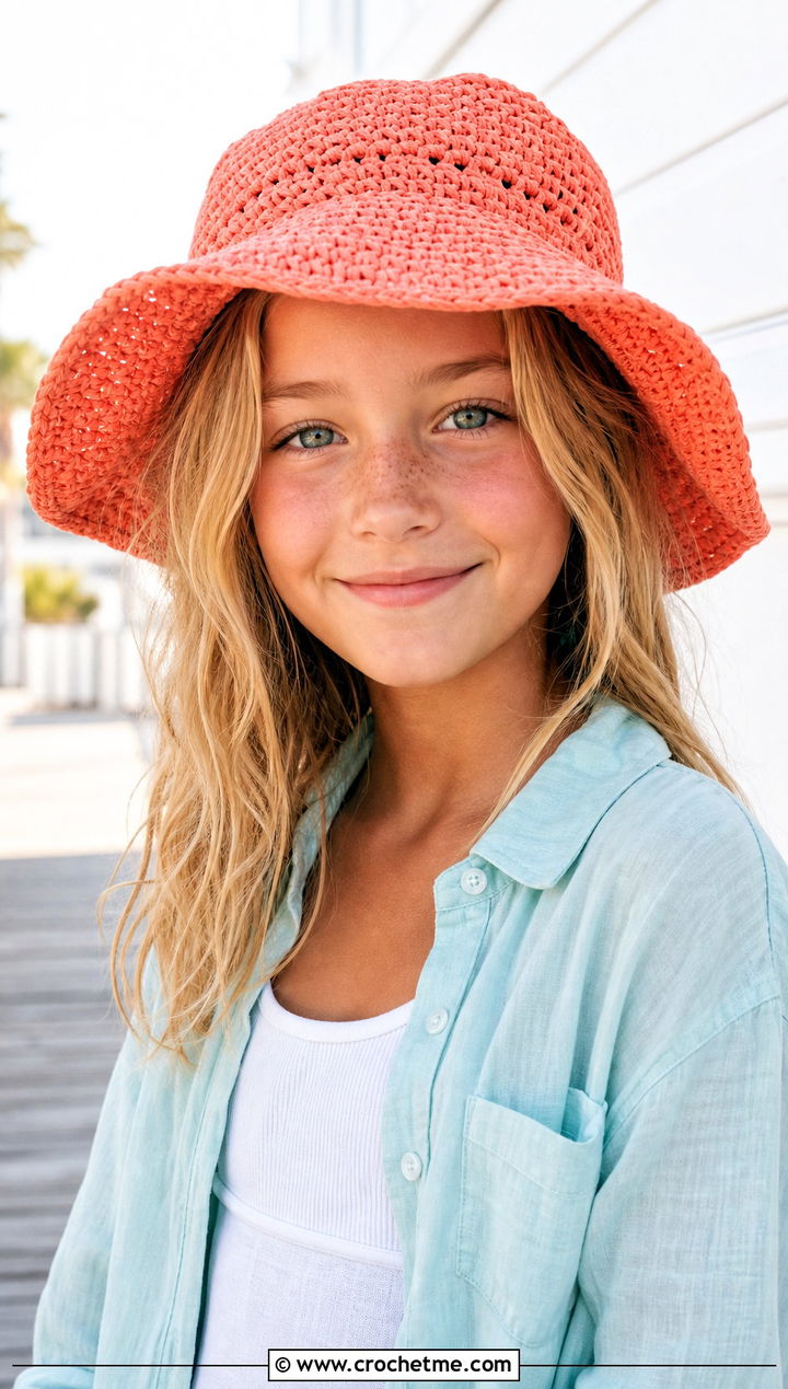 Crochet Sun Hat With Linen Shirt And Shorts - 15 Childs Crochet Hat outfit ideas