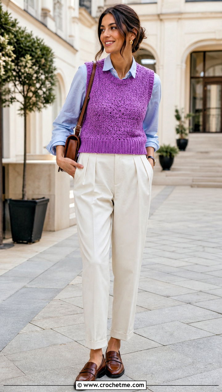 Crochet Sweater Vest With Button Down Shirt - 20 crochet apparel and outfit ideas