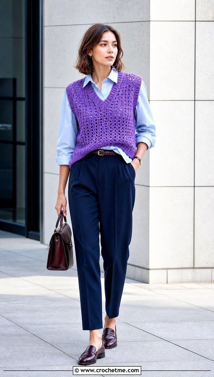Crochet Sweater Vest With Button Down Shirt - 25 Easy Crochet Projects Top outfit ideas