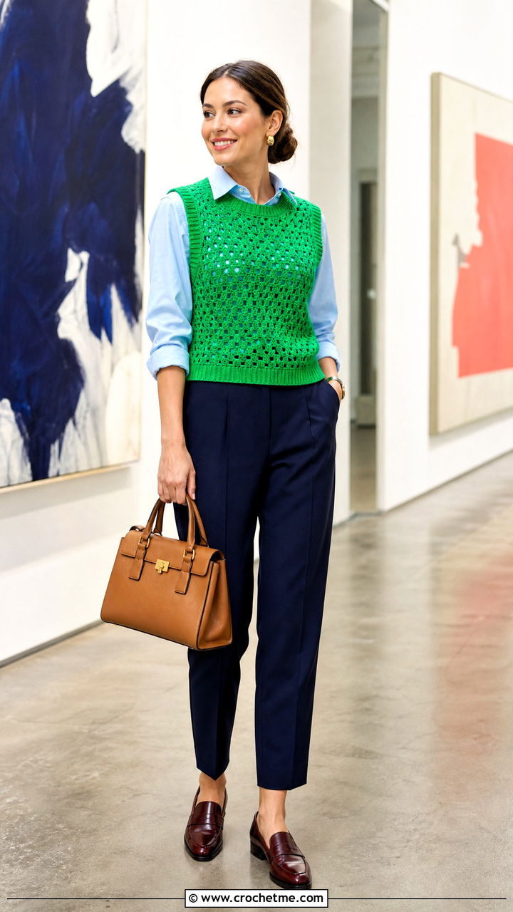 Crochet Sweater Vest With Button Down Shirt - 35 crochet garments outfit ideas
