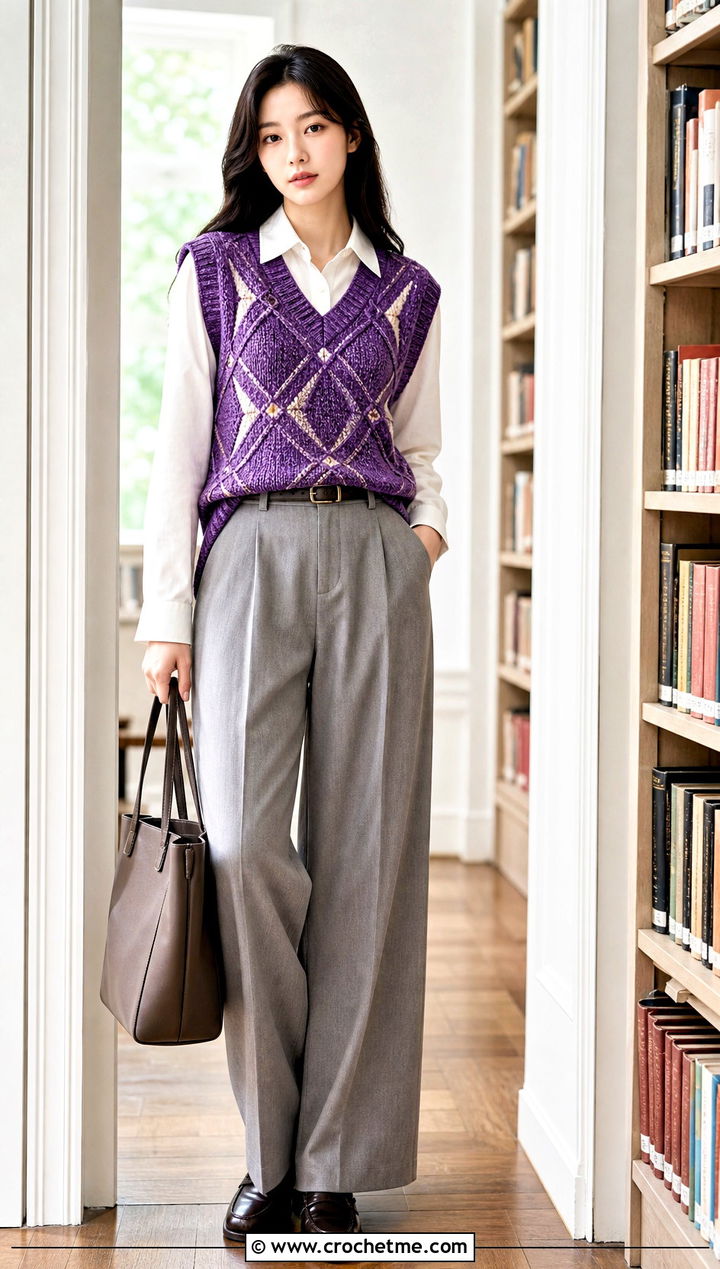 Crochet Sweater Vest With Button Down Shirt - 30 anime inspired crochet clothes and outfit ideas