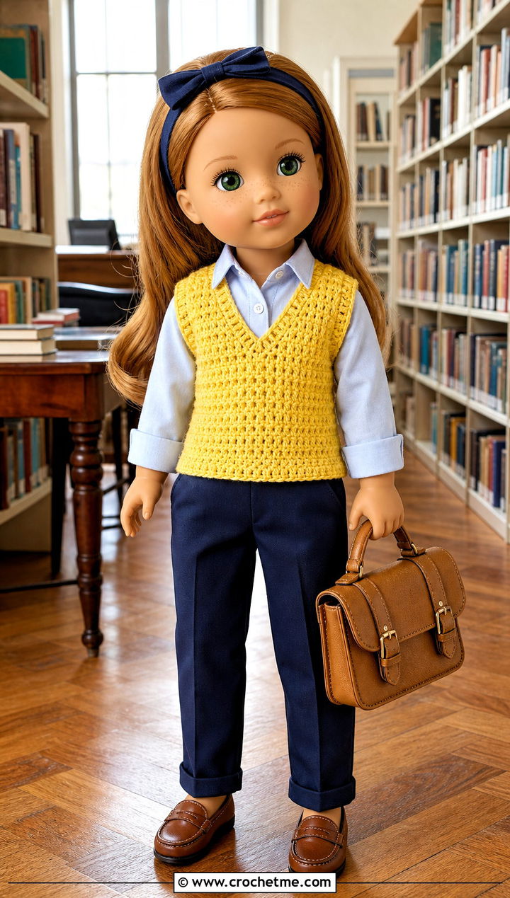 Crochet Sweater Vest With Shirt And Trousers - 15 Crochet Wellie Wishers Doll Clothes and outfit ideas