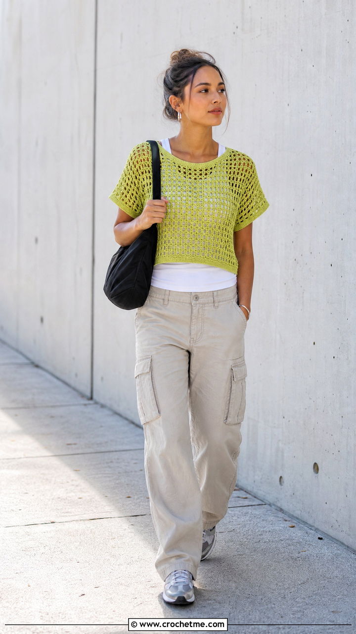 Crochet T Shirt With Cargo Pants - 35 crochet clothing and outfit ideas