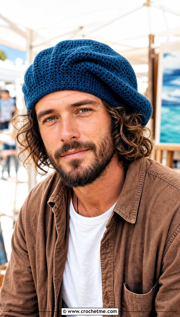 Crochet Tam Hat With Boho Layers - 30 male crochet hat outfit ideas