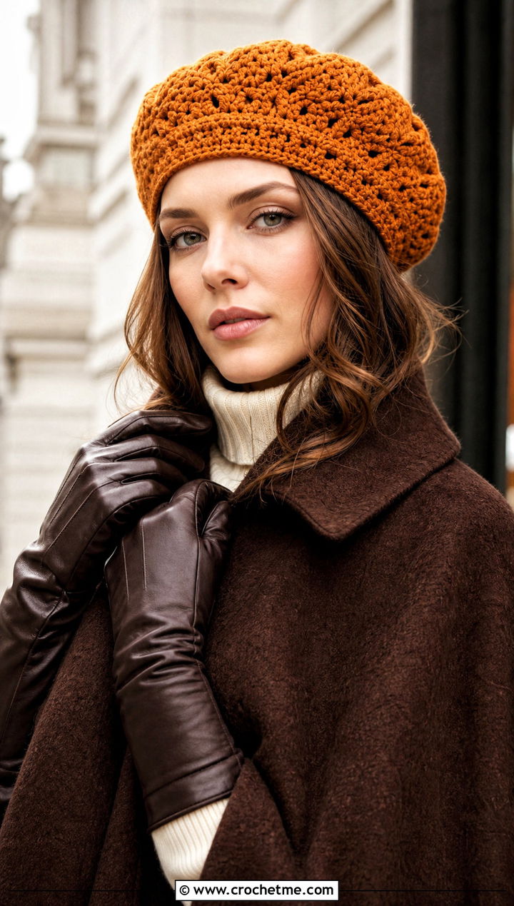 Crochet Tam Hat With Cape Coat - 30 winter crochet hats outfit ideas