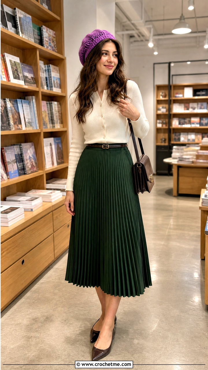 Crochet Tam Hat With Pleated Midi Skirt - 35 crochet hat ideas