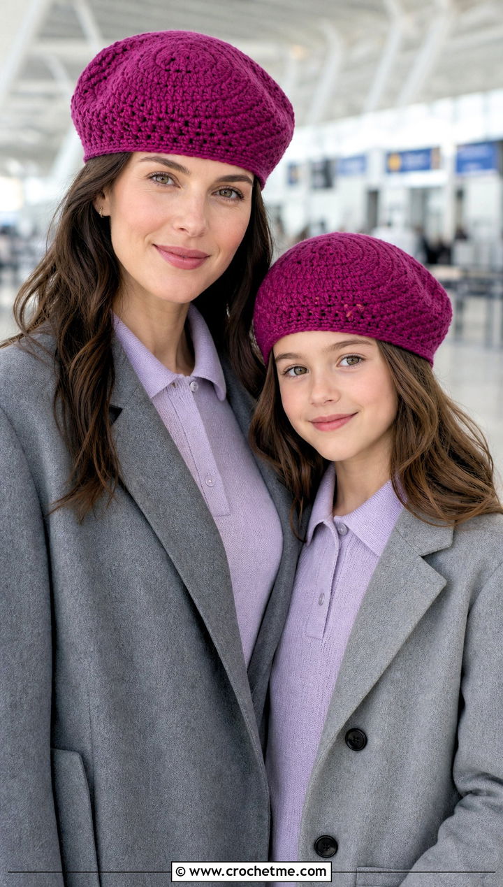 Crochet Tam Hats With Monochrome Knit Outfits - 25 crochet mommy and me hats outfit ideas