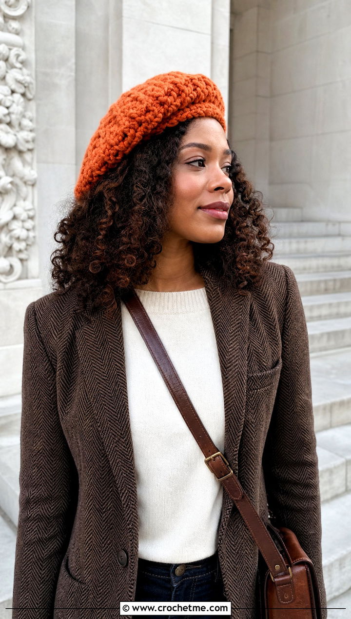 Crochet Tam With A Blazer And Jeans - 20 1930s crochet hat outfit ideas
