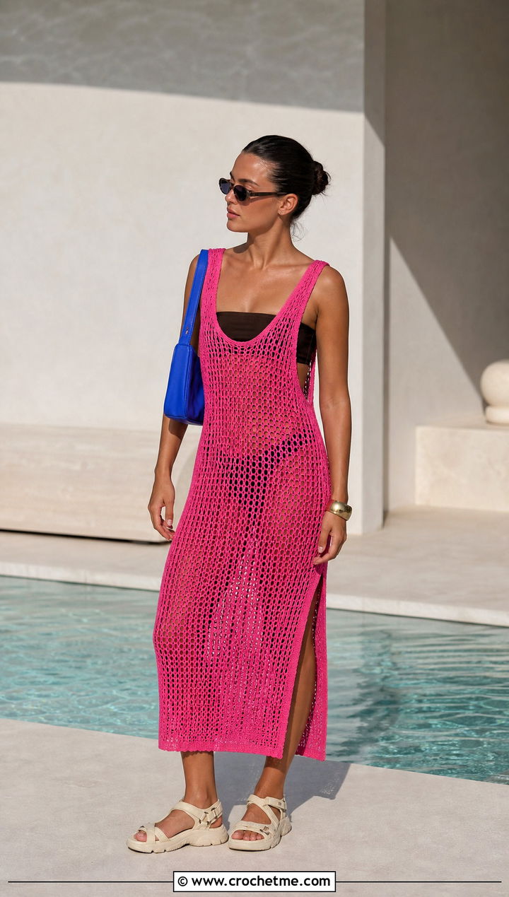 Crochet Tank Dress Pool Outfit - 35 crochet pool cover up outfit ideas