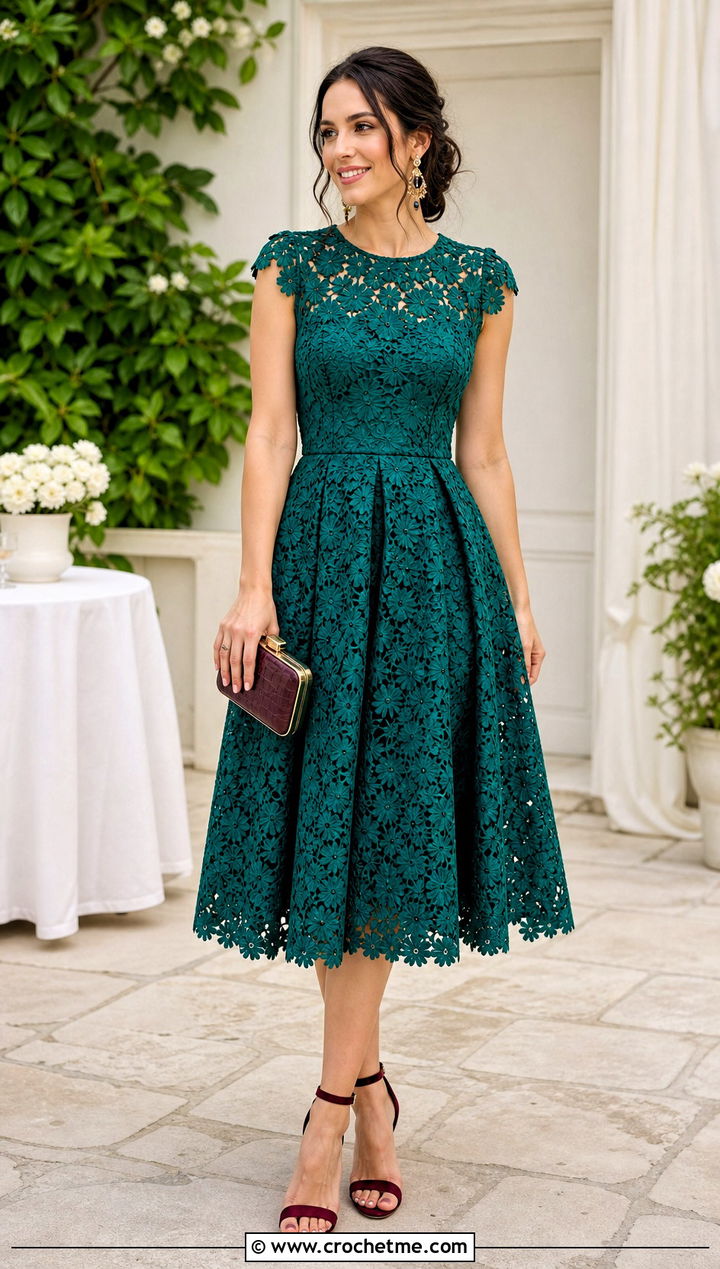 Crochet Tea Dress With Ankle Strap Heels - 30 vintage crochet clothes and outfit ideas