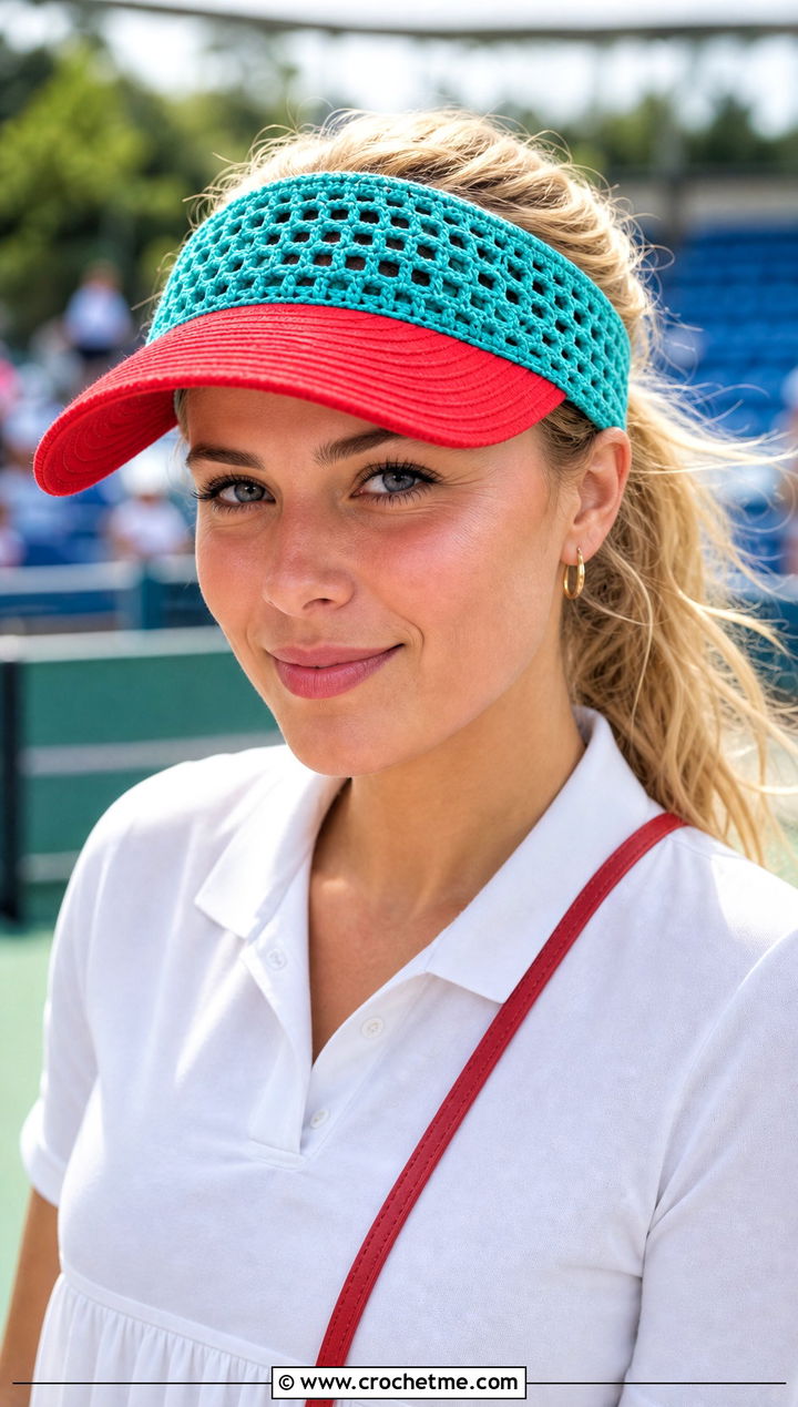 Crochet Team Visor Cap With Polo Dress And Sneakers - 20 Crochet Team Hat outfit ideas