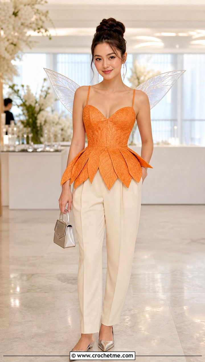 Crochet Tinkerbell Peplum Top And Tailored Trousers Costume - 30 crochet tinkerbell costume outfit ideas