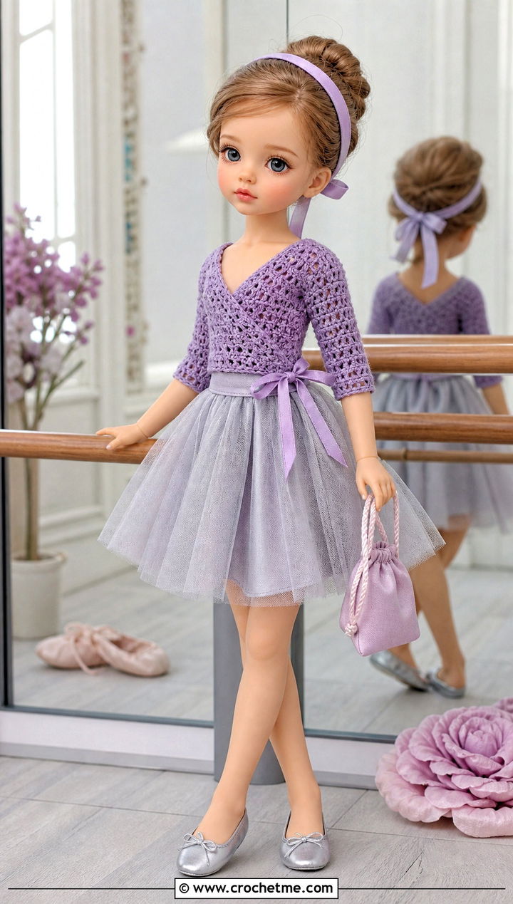 Crochet Tiny Doll Ballet Wrap Top Outfit - 20 Crochet Tiny Doll Clothes and outfit ideas