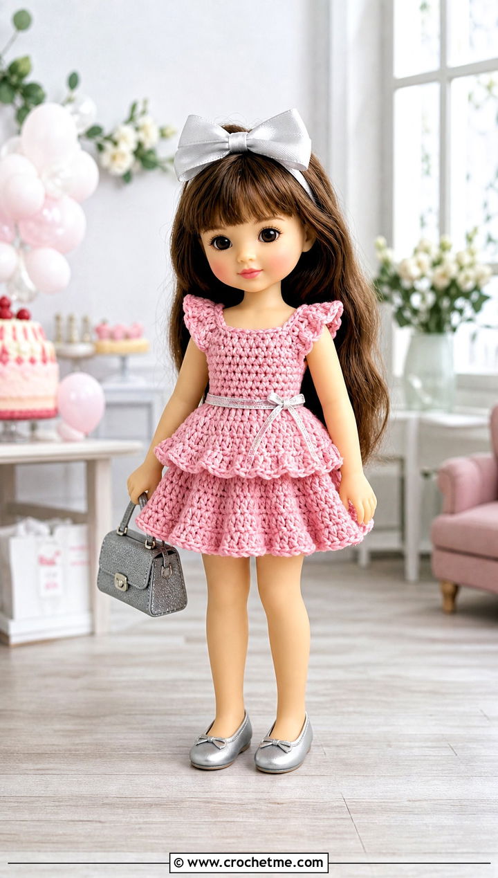 Crochet Tiny Doll Ruffle Dress Outfit - 20 Crochet Tiny Doll Clothes and outfit ideas