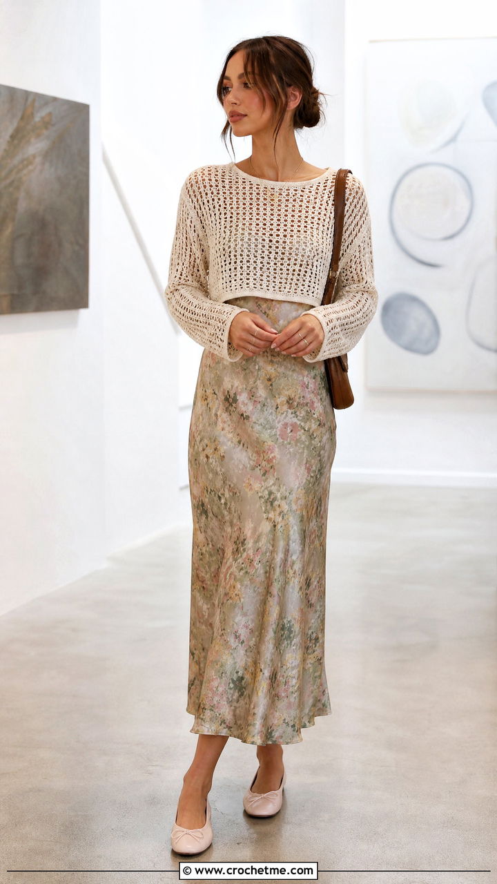 Crochet Top Over A Slip Dress - 35 crochet tops outfit ideas