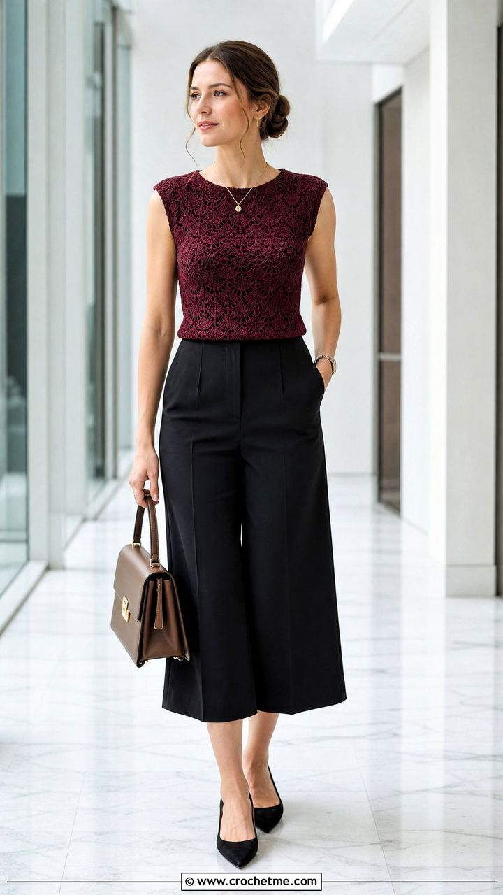 Crochet Top With Culotte Pants - 35 crochet tops outfit ideas