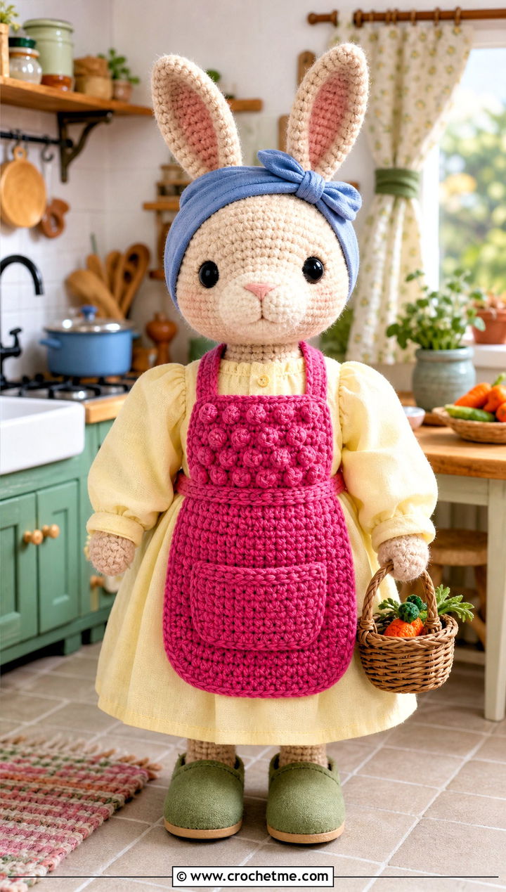 Crochet Toy Apron With Poplin Dress - 25 Crochet Toy Clothes and outfit ideas